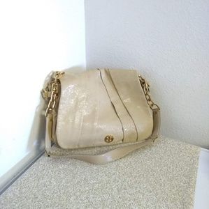 Tory Burch Cream Embossed Leather Bag